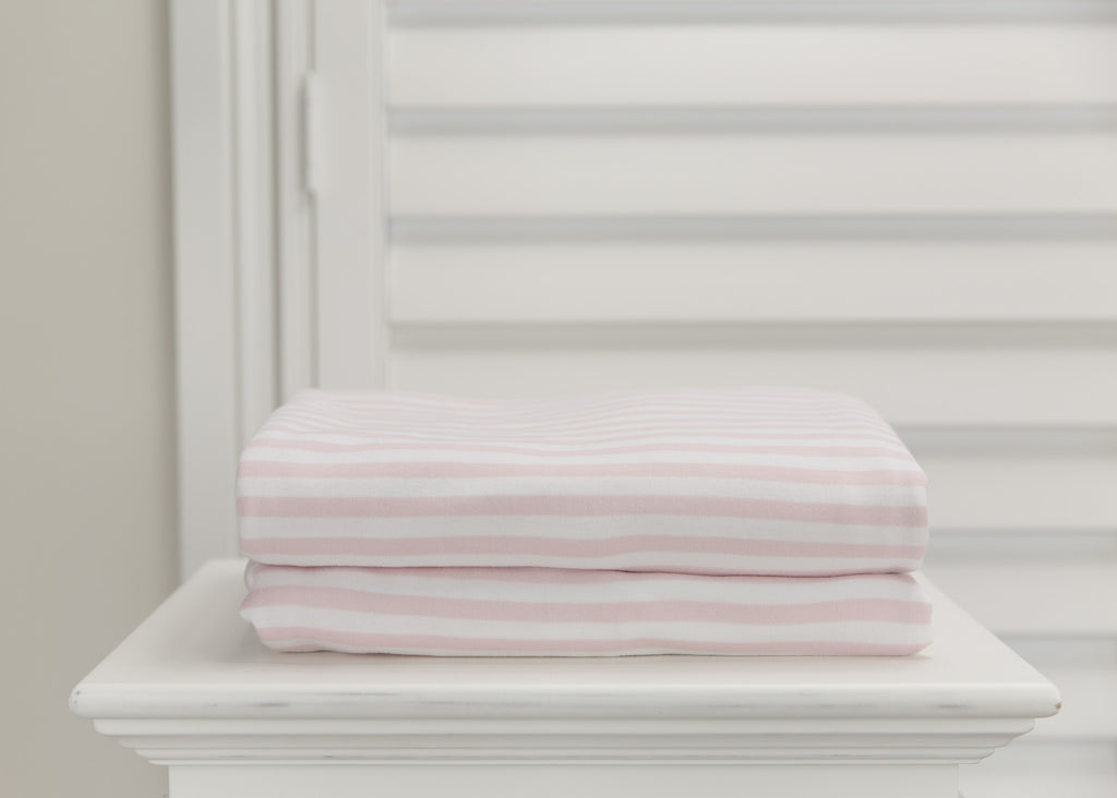 L'il Fraser 1 piece fitted cot sheet - Vintage pink & White stripes