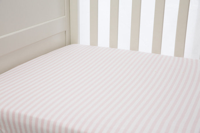 L'il Fraser 1 piece fitted cot sheet - Vintage pink & White stripes